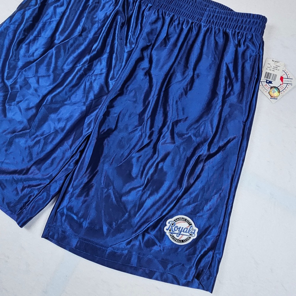 VTG Kansas City Royals MLB Blue Satin Mesh CSA Athletic Shorts Mens XL NWT
